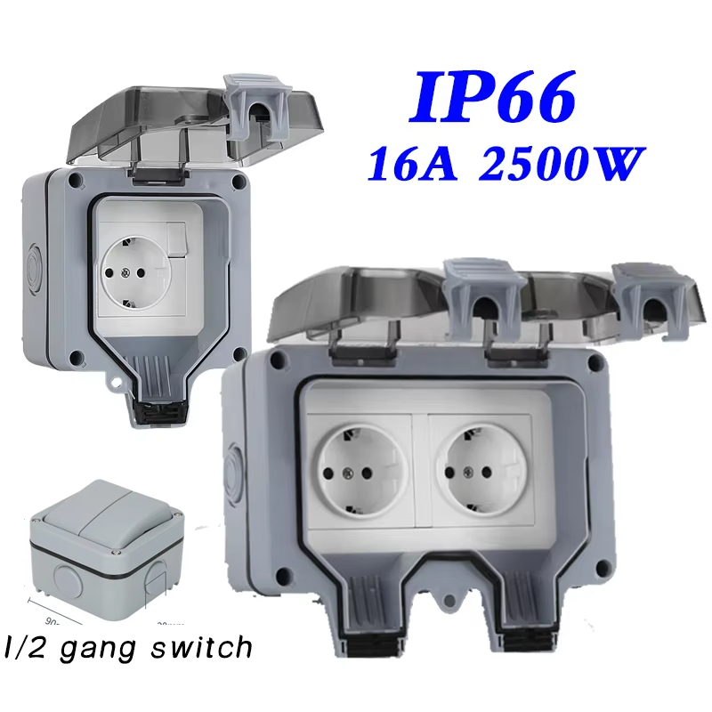 Outdoor Power Outlet Weatherproof - EU KR Outdoor Wall Waterproof Sockets