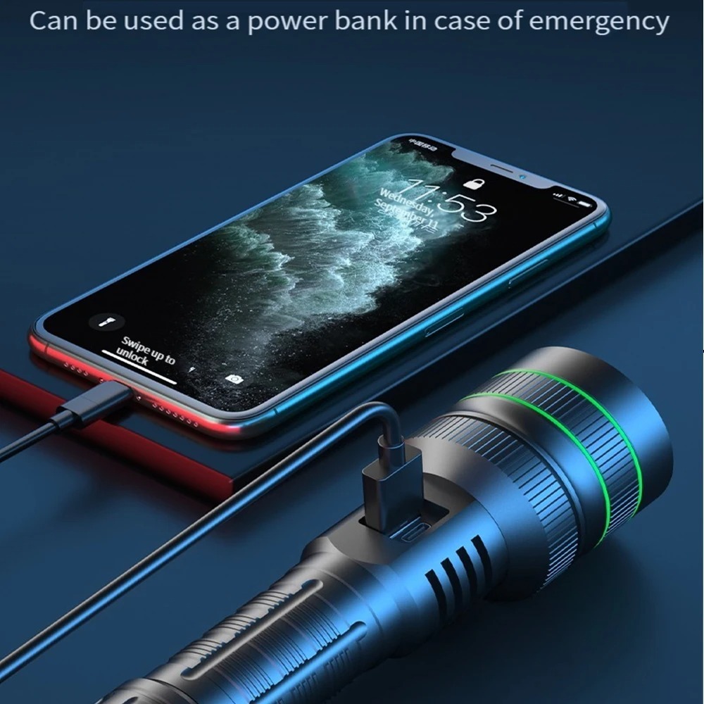 Powerful LED Flashlight Zoomab - огляд і ціна Outdoor Powerbank